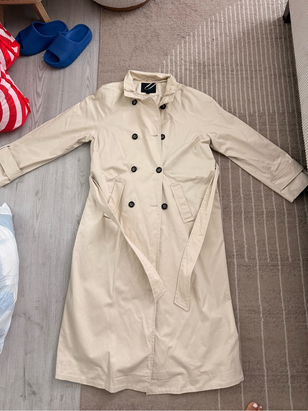 Zara Light Beige Double-Breasted Trench Coat